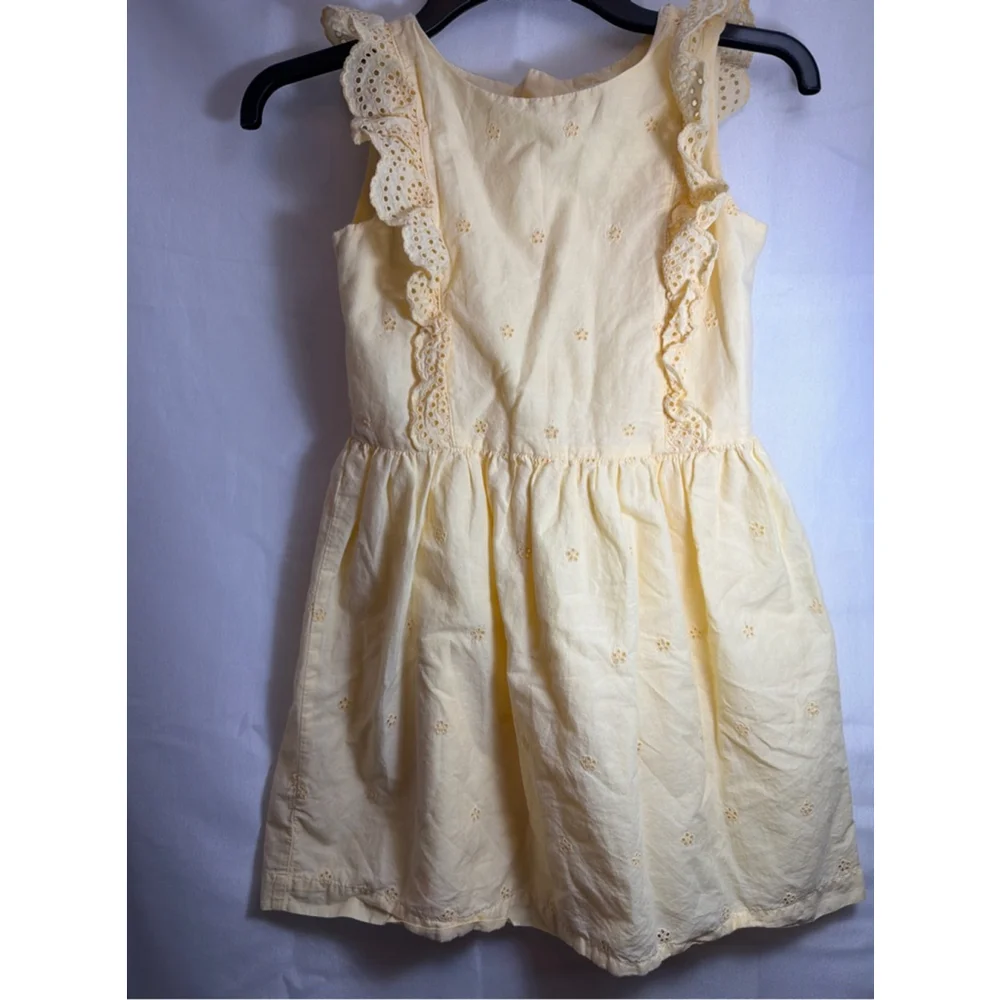 Gap Kids Eyelet Ruffle Sundress Summer Dress Size Small Butter Yellow Feminine